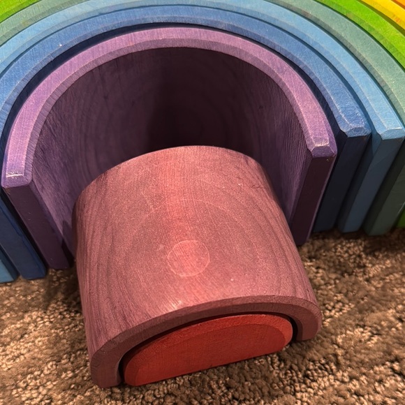 Grimm’s Colorful Wooden Rainbow Stacker Toy - Picture 11 of 16